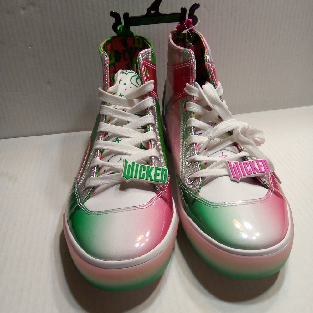 WICKED Pink and Green High-Top Sneakers - Picture 5 of 7